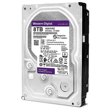 3.5" HDD  8.0TB-SATA-256MB Western Digital  "Purple Surveillance (WD81PURZ)"