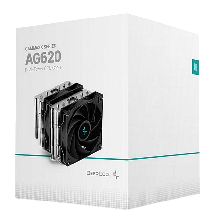 AC Deepcool "AG620" (<29.4dBA, 300-1850RPM, 67.88CFM, 2x120mm, 260W, 6x6mm, 1300g.)