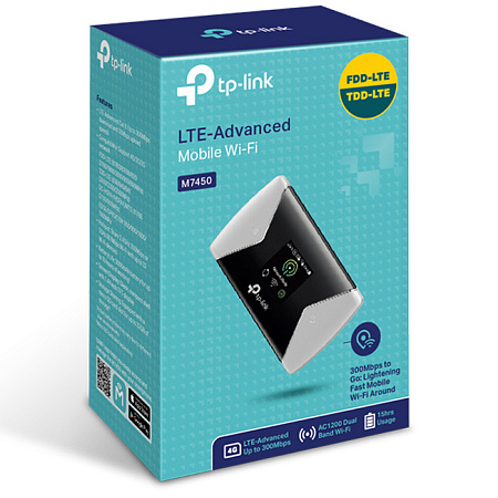 Mobile LTE Wi-Fi AC Dual Band Mini Router TP-LINK "M7450", 1200Mbps, 3000mAh, MicroSD