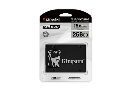 2.5" SATA SSD  256GB  Kingston KC600 [R/W:550/500MB/s, 90K/80K IOPS, SM2259, 3D NAND TLC] 