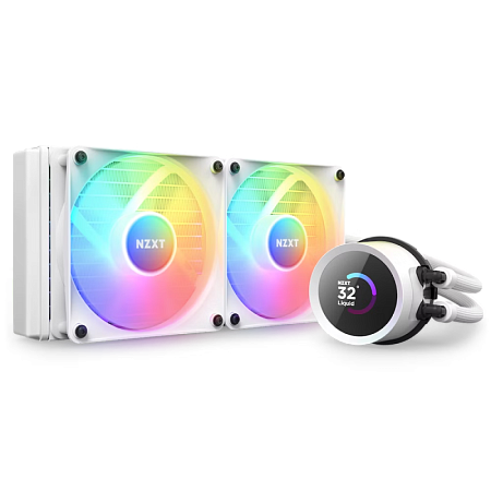 AIO Liquid Cooling NZXT Kraken 240 RGB White (33.8dB, 78CFM, 2x120mm, 500-1800RPM, LCD 1.54", CAM)