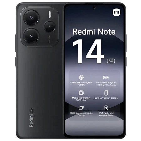 Смартфон Xiaomi Redmi Note 14 5G, 8Гб/256Гб, Midnight Black Смартфон Xiaomi Redmi Note 14 5G, 8Гб/256Гб, Midnight Black