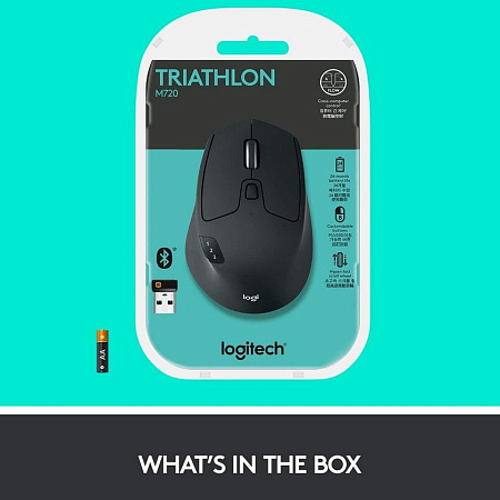 Wireless Mouse Logitech M720 Triathlon, 1000 dpi, 8 buttons, Ergonomic, 135g., Hyper Scroll, 1xAA, U