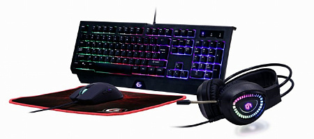 Gaming Keyboard & Mouse & Mouse Pad & Headset Gembird "Phantom" GGS-UMGL4-01-RU, RGB, USB/3.5 Gaming Keyboard & Mouse & Mouse Pad & Headset Gembird "Phantom" GGS-UMGL4-01-RU, RGB, USB/3.5