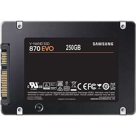 2.5" SATA SSD  250GB Samsung 870 EVO "MZ-77E250B" [R/W:560/530MB/s, 98K IOPS, MGX, V-NAND 3bit MLC]