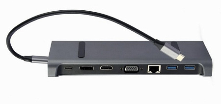 Docking Station Gembird A-CM-COMBO9-02, 3xUSB3.1, USB-C, HDMI, DP, VGA, LAN, 3.5mm, PD 87W, Metal ho