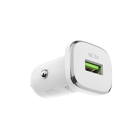 Borofone Car Charger USB QC3.0 18W (Cable USB to MicroUSB) BZ12A Lasting, White