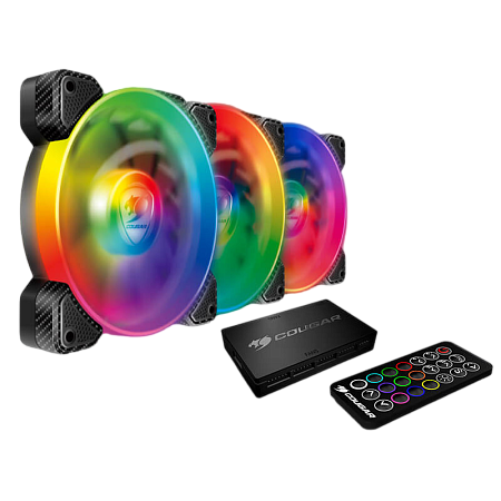 PC Case Fan Cougar Vortex RGB SPB 120 Cooling kit, 3x120x120x25mm, 600-1500 RPM, 26 dBA, RGB HUB, RC