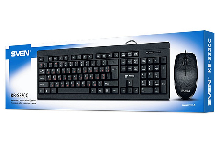 Keyboard & Mouse SVEN KB-S320C, Classic layout, Splash proof, 1000 dpi, 4 buttons, 1.5m, USB, EN/RU, Keyboard & Mouse SVEN KB-S320C, Classic layout, Splash proof, 1000 dpi, 4 buttons, 1.5m, USB, EN/RU,