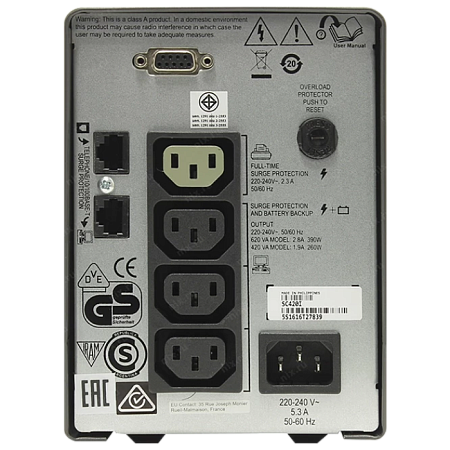 APC Smart-UPS SC620I, SC 620VA, 230V