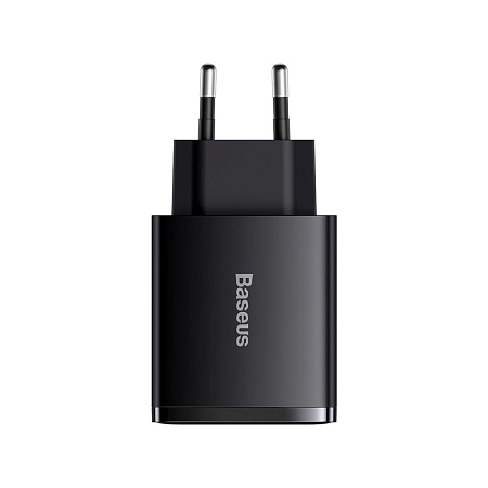 Baseus Wall Charger 2*USB-A+1*Type-C, Compact Series, Black