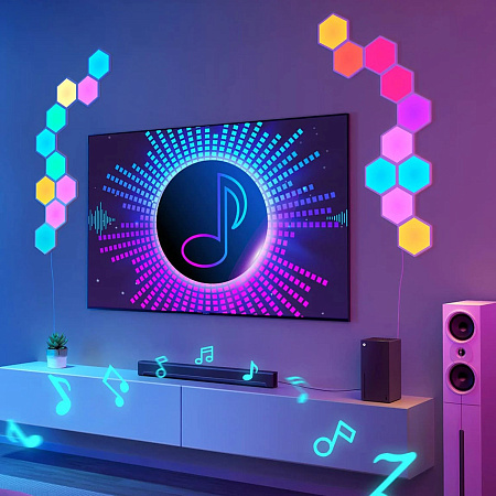 Шестиугольные световые панели GOVEE Glide Hexa Light Panels / 10 Pack / Wi-Fi + BT / Multicolor