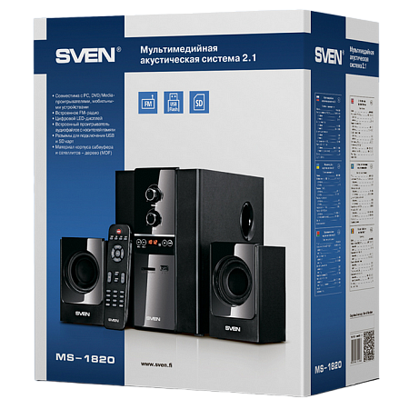 Speakers SVEN "MS-1820" SD-card, USB, FM, Black, 40w / 18w + 2x11w / 2.1