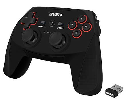 Wireless Gamepad SVEN GC-2040, 4 axes, D-Pad, 2 mini joysticks, 11 buttons, Vibration feedback, Soft