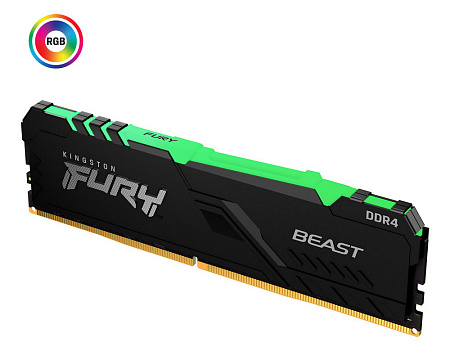 .8GB DDR4-3600MHz Kingston FURY Beast RGB (KF436C17BBA/8), CL17-21-21, 1.35V, Intel XMP 2.0, Black .8GB DDR4-3600MHz Kingston FURY Beast RGB (KF436C17BBA/8), CL17-21-21, 1.35V, Intel XMP 2.0, Black