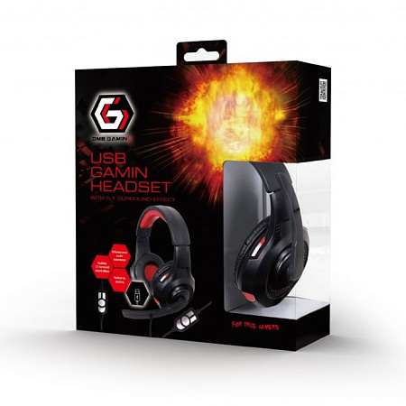 Gaming Headset GMB GHS-U-5.1-01, 40mm driver, 20-20k0Hz, 32 Ohm, 103 db,Virtual 5.1, USB, Black/Red Gaming Headset GMB GHS-U-5.1-01, 40mm driver, 20-20k0Hz, 32 Ohm, 103 db,Virtual 5.1, USB, Black/Red