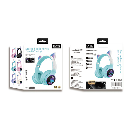 Musen Wireless Kids Headphones on ear LK-032 Princess (Cat Ears), Beige