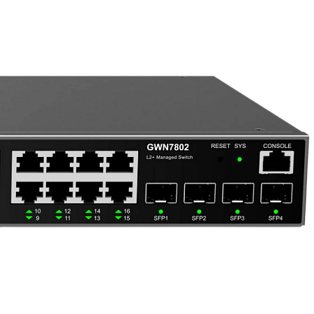 16-port 10/100/1000Mbps Managed Switch Grandstream "GWN7802", 4xSFP expansion slot
