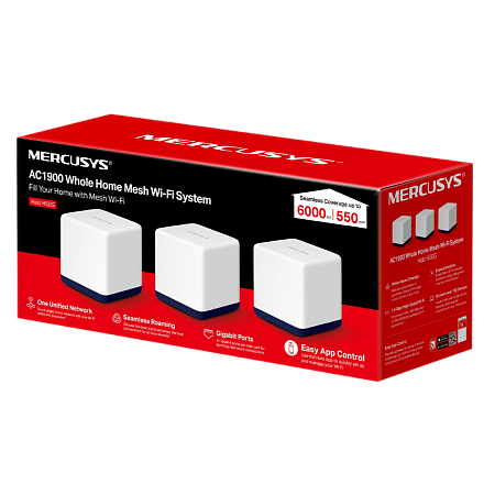 Whole-Home Mesh Dual Band Wi-Fi AC System MERCUSYS, "Halo H50G(3-pack)", 1900Mbps,MU-MIMO,Gbit Ports Whole-Home Mesh Dual Band Wi-Fi AC System MERCUSYS, "Halo H50G(3-pack)", 1900Mbps,MU-MIMO,Gbit Ports