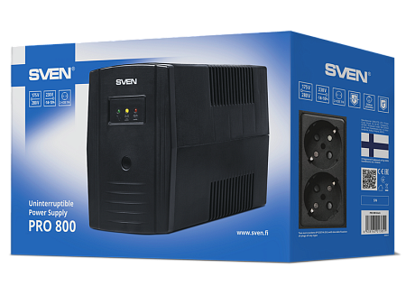 UPS SVEN Pro  800, 800VA/480W, Line Interactive, AVR, LED, 2xShuko Sockets