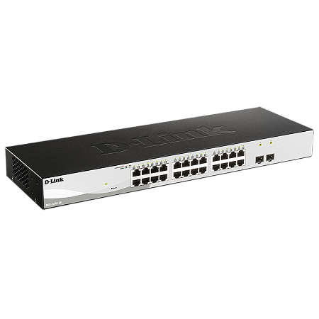 24-port 10/100/1000BASE-T, D-Link DGS-1210-26/F1A, 2 SFP