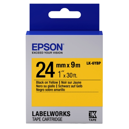 Tape Cartridge EPSON LK-6YBP; 24mm/9m Pastel, Black/Yellow, C53S656005 Tape Cartridge EPSON LK-6YBP; 24mm/9m Pastel, Black/Yellow, C53S656005