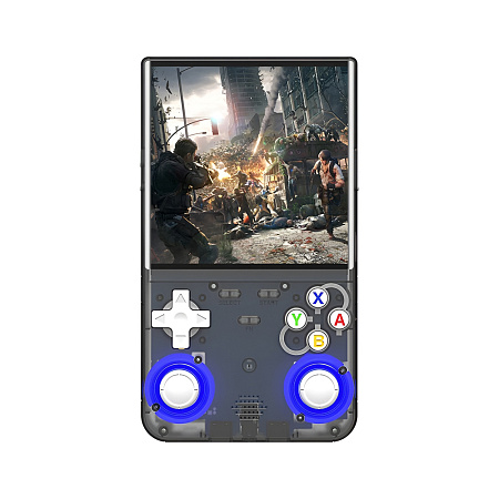 Game Console R36 Ultra Handheld, 64GB, High Performance, Black/Grey (GTA SA, God of War)