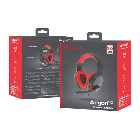 Genesis Headset Argon 110, Stereo, Black-Red Genesis Headset Argon 110, Stereo, Black-Red