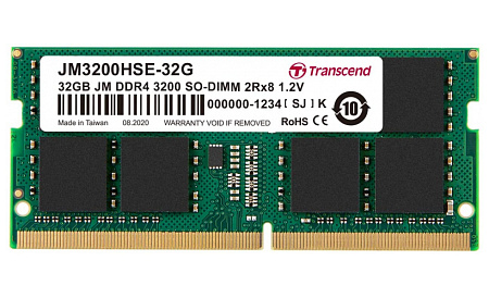 32GB DDR4-  3200MHz  SODIMM  Transcend PC25600, CL22, 260pin DIMM 1.2V