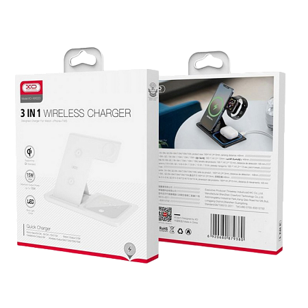 Wireless Charger XO, 3in1, WX023, White (apple supporting) Wireless Charger XO, 3in1, WX023, White (apple supporting)