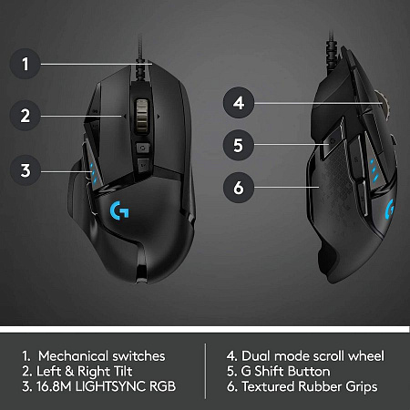 Gaming Wireless Mouse Logitech G502, 25, 6k dpi 11 buttons, 400IPS, 40G, 114g+16g, 1000Hz, 60h, Ergo