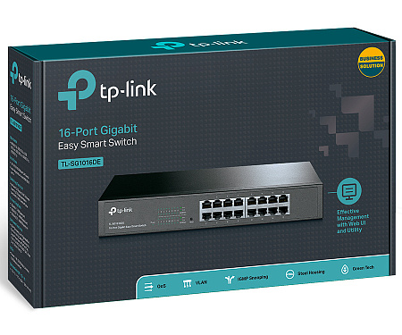 16-Port Gigabit Easy Smart Switch TP-LINK "TL-SG1016DE" metal case, Rackmount