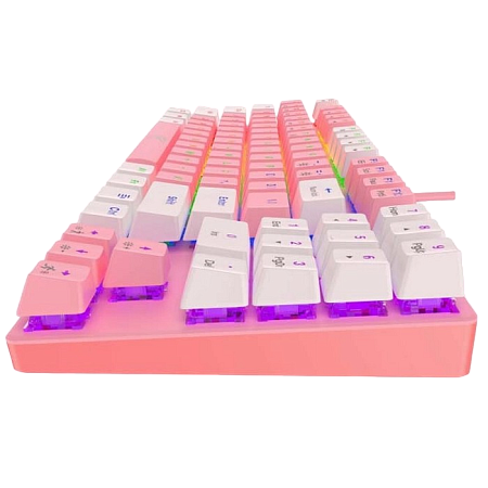 Gaming Keyboard Havit KB512L, Mechanical, Blue SW, RGB, 89 Keys, US Layout,1.5m, USB, Pink+White Gaming Keyboard Havit KB512L, Mechanical, Blue SW, RGB, 89 Keys, US Layout,1.5m, USB, Pink+White