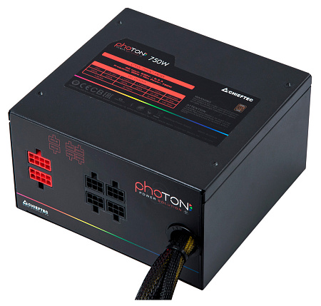Power Supply ATX 750W Chieftec PHOTON CTG-750C-RGB, 85+, 120mm ARGB, Active PFC, Semi-modular, Black