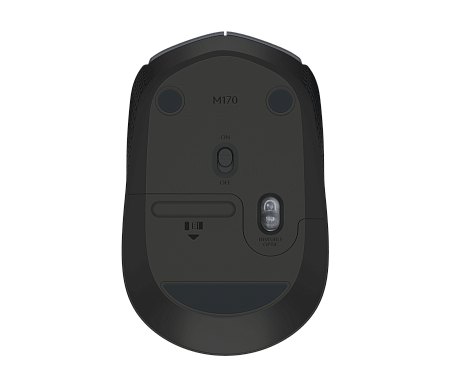 Wireless Mouse Logitech M170, 1000 dpi, 3 buttons, Ambidextrous, 69,3g., 1xAA, 2.4Ghz, Grey/Black