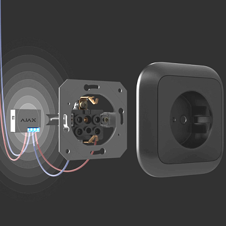 Ajax Wireless Smart Power Relay "WallSwitch", Black, Energy Monitoring, up to 3 kW
