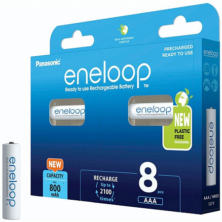  AAA  Eneloop 800mAh, Blister*8, Panasonic, BK-4MCDE/8BE