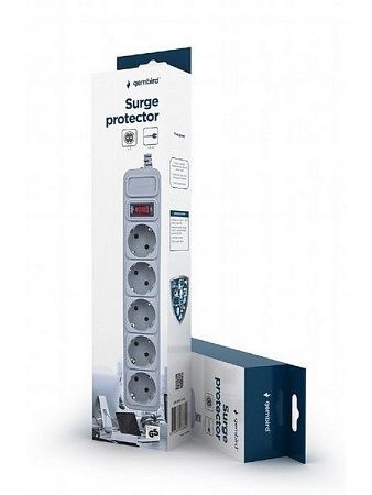 Surge Protector Gembird SPG3-B-6C, 5 Sockets, 1.8m, up to 250V AC, 16 A, Grey Surge Protector Gembird SPG3-B-6C, 5 Sockets, 1.8m, up to 250V AC, 16 A, Grey