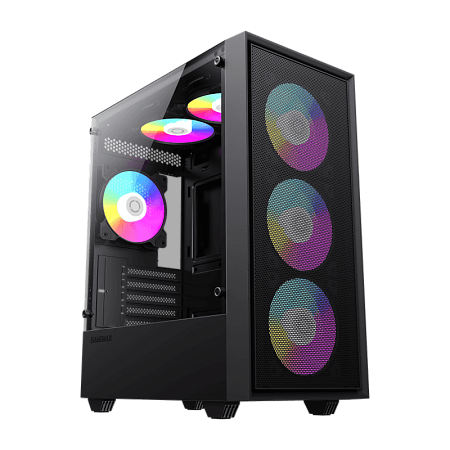 Case mATX GAMEMAX Storm, w/o PSU, 0.45mm, 1x120mm FRGB, Front Mesh, Tempered Glass, 1xUSB3.0, 2xUSB2