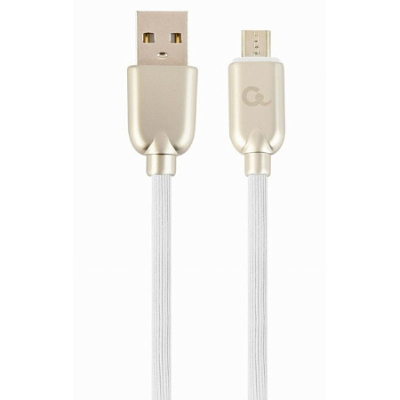 Blister MicroUSB/USB2.0, 1.0 m, Cablexpert Premium Rubber White, CC-USB2R-AMmBM-1M-W Blister MicroUSB/USB2.0, 1.0 m, Cablexpert Premium Rubber White, CC-USB2R-AMmBM-1M-W