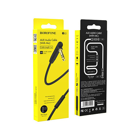 Borofone Cable Audio 3.5 to 3.5 BL5 with Mic, TPE (L=1M), Black Borofone Cable Audio 3.5 to 3.5 BL5 with Mic, TPE (L=1M), Black