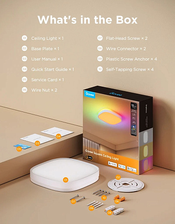 Умный потолочный светильник GOVEE Square 12” RGBWW + RGBIC Умный потолочный светильник GOVEE Square 12” RGBWW + RGBIC
