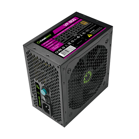 Power Supply ATX 800W GAMEMAX VP-800, 80+ Bronze, 120mm, Active PFC, Fanless mode, Black Power Supply ATX 800W GAMEMAX VP-800, 80+ Bronze, 120mm, Active PFC, Fanless mode, Black