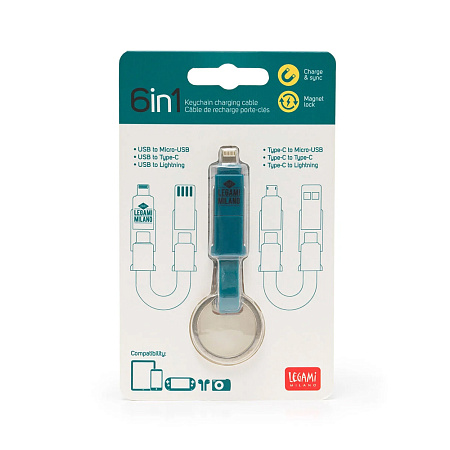 Keychain Charging Cable 6 in1,