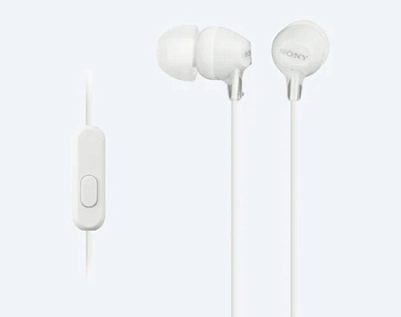 Earphones SONY MDR-EX15AP, Mic on cable, 4pin 3.5mm jack L-shaped, Cable: 1.2m, White Earphones SONY MDR-EX15AP, Mic on cable, 4pin 3.5mm jack L-shaped, Cable: 1.2m, White