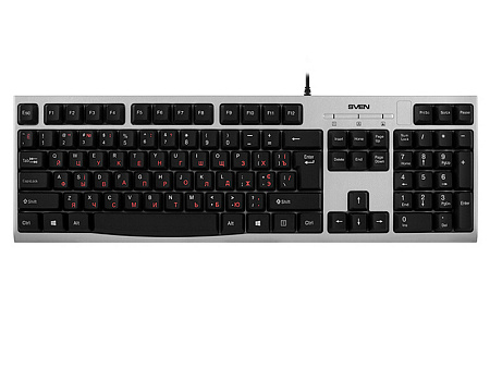 Клавиатура SVEN KB-S300, Проводное, Серебристый