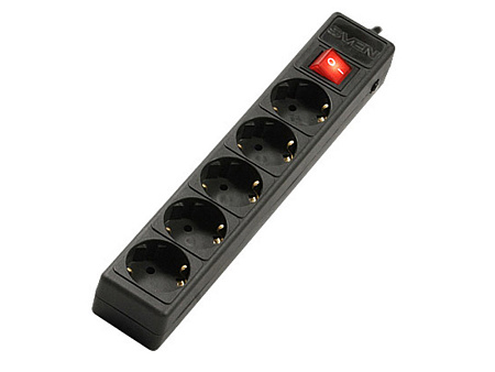 Surge Protector 5 Sockets, 3.0m, Sven Optima Base, BLACK flame-retardant material Surge Protector 5 Sockets, 3.0m, Sven Optima Base, BLACK flame-retardant material