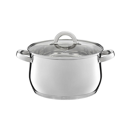 Ambition, Pot With Glass Lid, Berry, 22 Cm, 4.8 L Stainless Steel, Tempered Glass