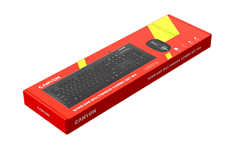 Клавиатура и мышь Canyon SET-W4, Беспроводное, Чёрный