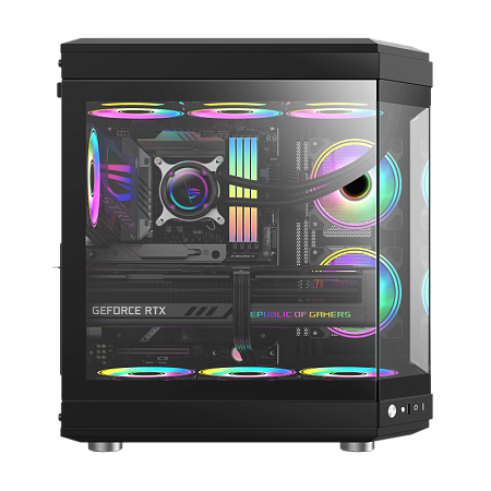 Case ATX GAMEMAX HYPE , w/o PSU, 0.8mm, 3x120mm ARGB fans, ARGB Hub, TG, Fish tank design, Dust Filt